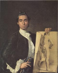 Melendez, Luis Eugenio Portrait of the Artist Holding a Life Study (mk05) France oil painting art